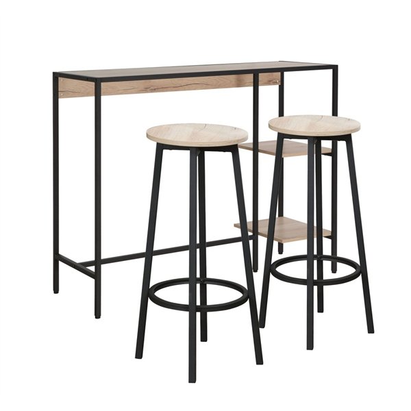 Bar set HEDVIG table and 2 bar stools, ash/black