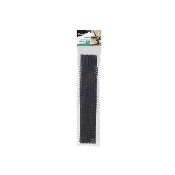 Flexible multi use cable strap 10 x 300mm, black, 20pcs