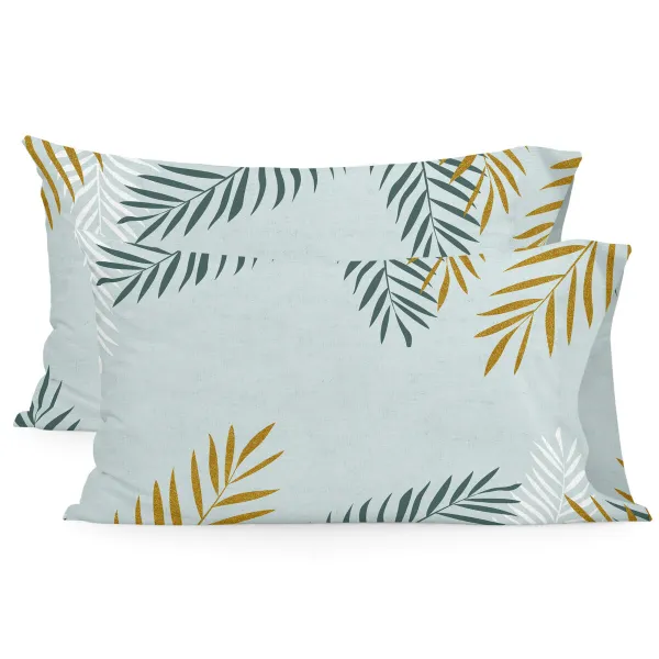Наволочка HappyFriday Blanc Foliage Mint Разноцветный 50 x 75 cm (2 штук)