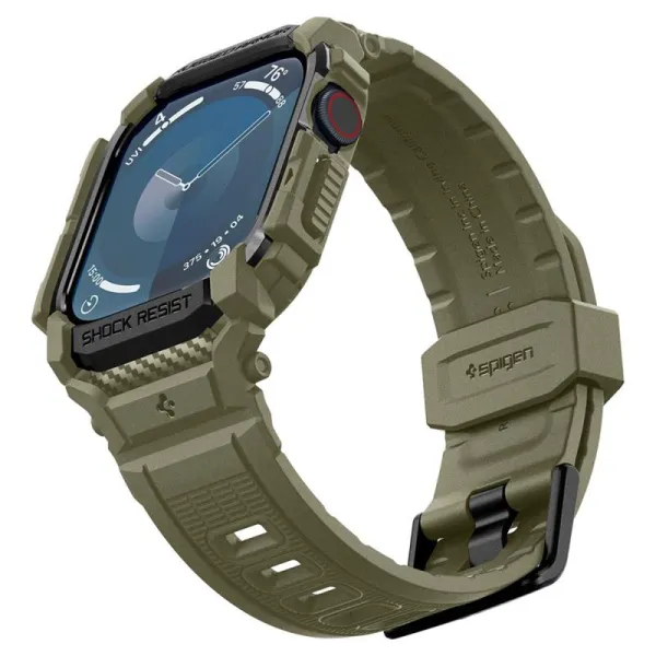 Spigen Rugged Armor Pro - Band with Case for Apple Watch 10 46 mm (Vintage Khaki)
