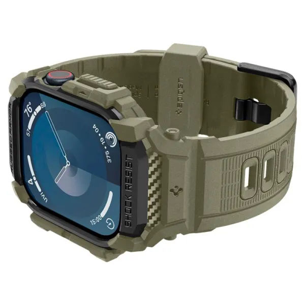 Spigen Rugged Armor Pro - Band with Case for Apple Watch 10 46 mm (Vintage Khaki)