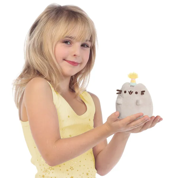 Pusheen - Plush stuffed animal in a birthday hat, 12 cm