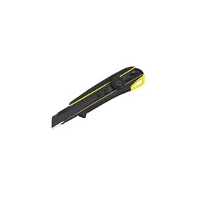 Cutter with elastomer-grip 18mm, "Driver" tip, in-handle blade storage and dial blade lock