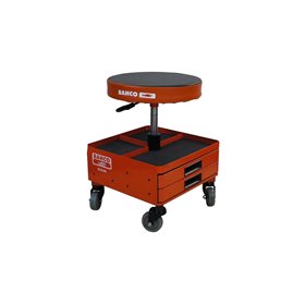 Adjustable height stool with storage on wheels