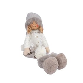 Sitting boy MARK, grey / white, H37cm