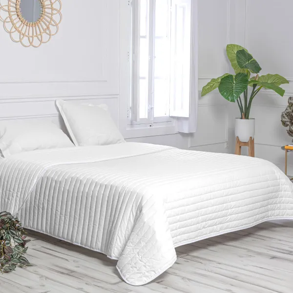 Voodikate HappyFriday Basic Dash Valge 240 x 260 cm