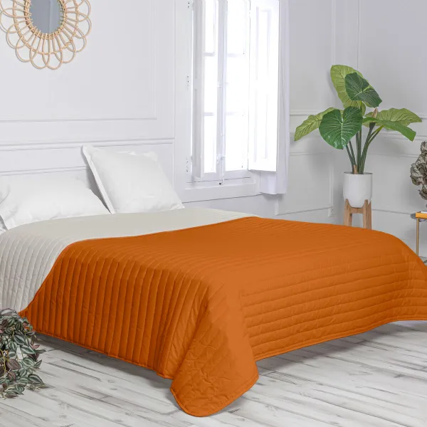 Kaksipuolinen päiväpeitto HappyFriday Basic Dash Oranssi 270 x 260 cm