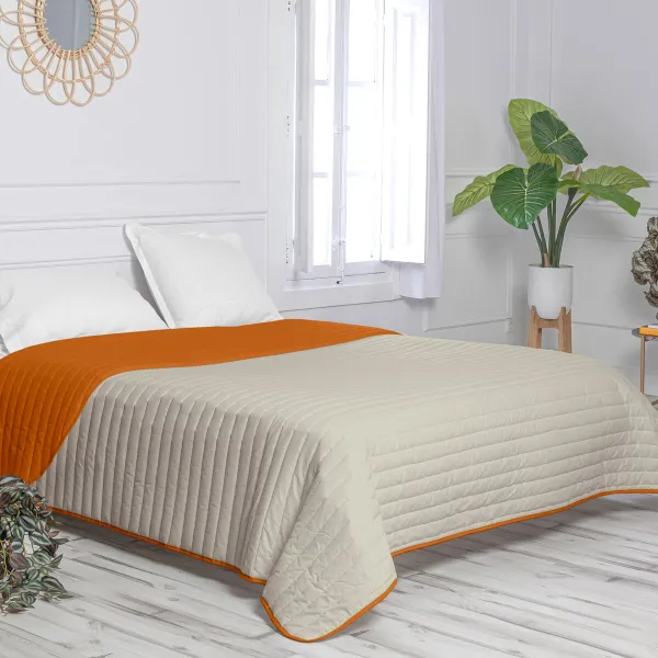 Kaksipuolinen päiväpeitto HappyFriday Basic Dash Oranssi 270 x 260 cm