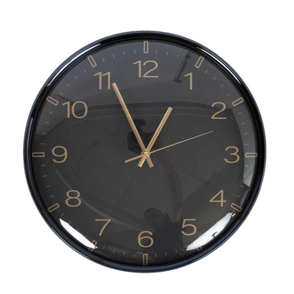 Wall clock CLASSY D36cm, black/gold