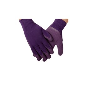 Gloves with pink/purple rubber coating