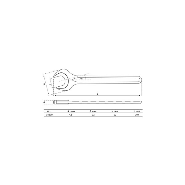 Single Open End Spanner, 10 mm