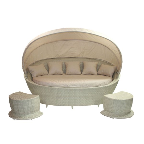 Sofa MUSE with foot stools, beige