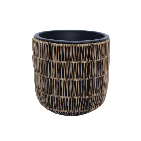 Planter WICKER D27xH28cm, light brown