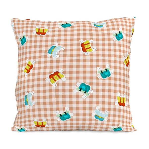 Наволочка HappyFriday Mr Fox Piggys Vichy Разноцветный 80 x 80 cm