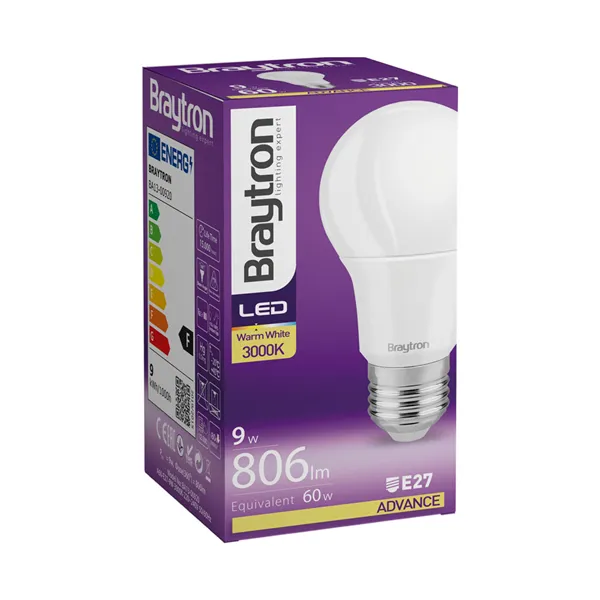BRY-ADVANCE-9W-E27-A60-3000K-LED BULB