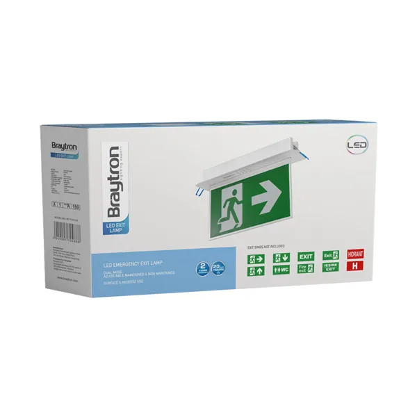 BRY-EXIT-LED-2W-RCS-IP20-WHT-EMERGENCY EXIT