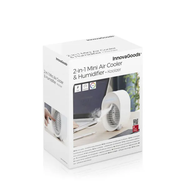 Mini Ultrasound Air Cooler-Humidifier with LED Koolizer InnovaGoods