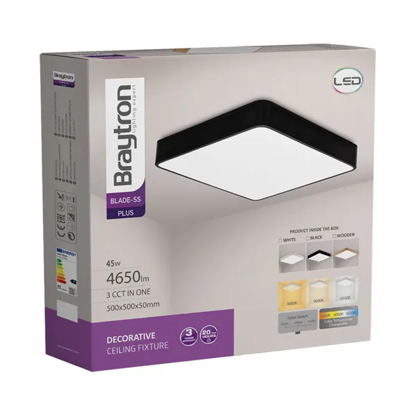 BRY-BLADE-SS-SQR-BLC-45W-RMT-CEILING LIGHT