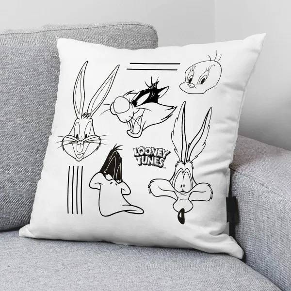 Чехол для подушки Looney Tunes Looney B&w B Белый Разноцветный 45 x 45 cm