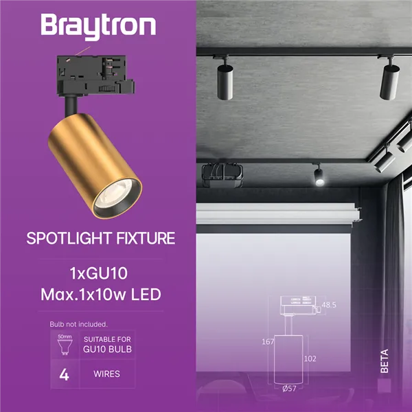 BRY-BETA-TR2-GLD-GU10-4WRS-TRACKLIGHT
