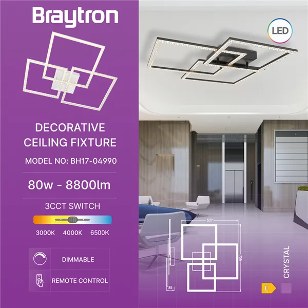 BRY-CRYSTAL-B-80W-3IN1-RMT-WHT-CEILING LIGHT