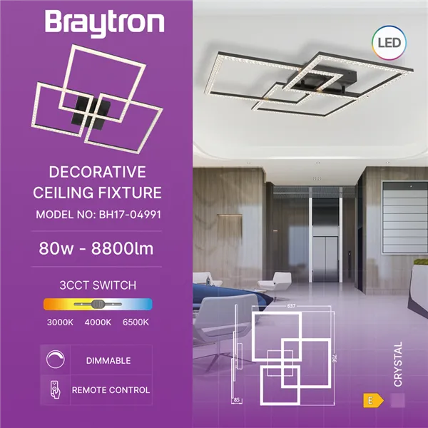 BRY-CRYSTAL-B-80W-3IN1-RMT-BLC-CEILING LIGHT