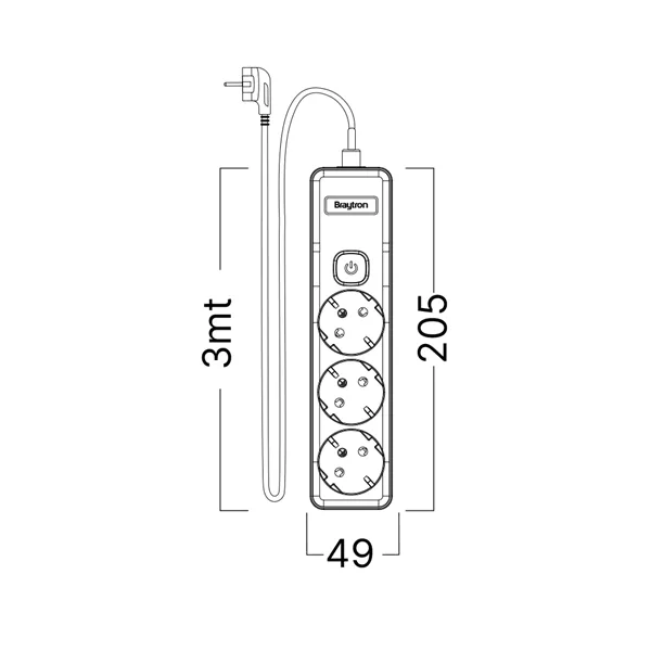 BRY-XLINE-3WAY-EU-SWC-3x1,5mm2-3M-EXT.SOCKET