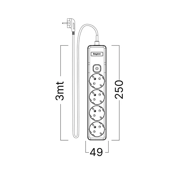 BRY-XLINE-4WAY-EU-SWC-3x1,5mm2-3M-EXT.SOCKET