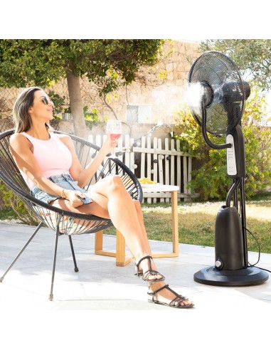 Nebuliser Pedestal Fan with Remote Control InnovaGoods Mistinn Black 90 W 2,8 L