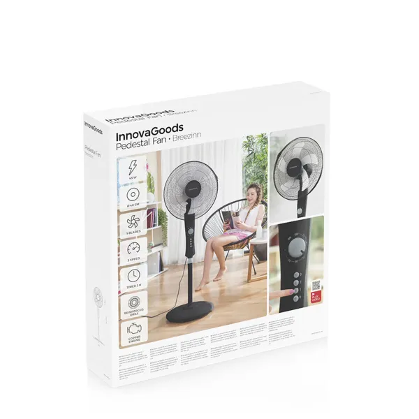 Freestanding Fan InnovaGoods Breezinn Black 45 W