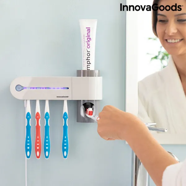 UV Toothbrush Steriliser with Stand and Toothpaste Dispenser Smiluv InnovaGoods