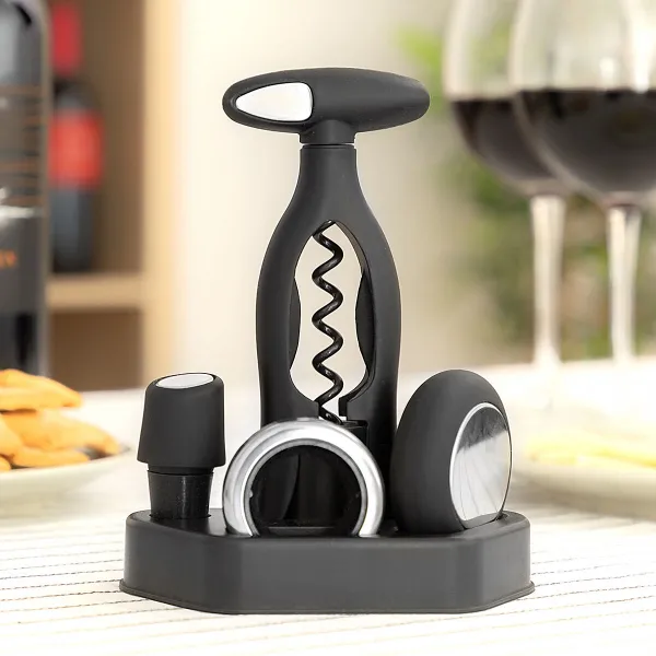 Set of Wine with Spiral Corkscrew and Accessories Vinstand InnovaGoods 5 Pieces