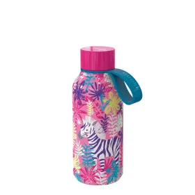 Quokka Solid Kids with strap - Stainless steel thermal bottle 330 ml with strap (Zebras)