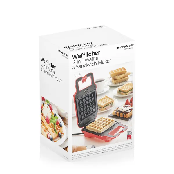 2-in-1 Waffle and Sandwich Maker with Recipes Wafflicher InnovaGoods