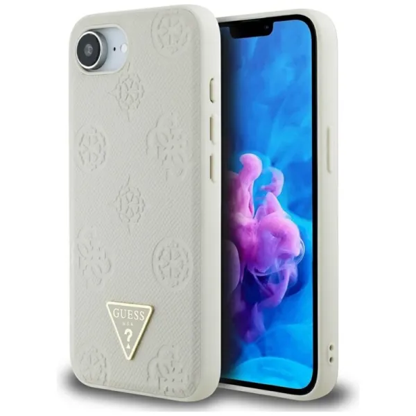 Guess Grained Hot Stamp Peony Triangle Logo MagSafe - Case for iPhone 16e (beige)