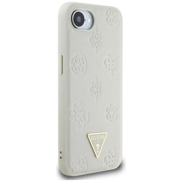 Guess Grained Hot Stamp Peony Triangle Logo MagSafe - Case for iPhone 16e (beige)
