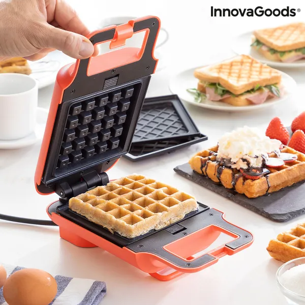 2-in-1 Waffle and Sandwich Maker with Recipes Wafflicher InnovaGoods