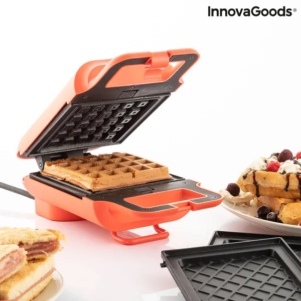 2-in-1 Waffle and Sandwich Maker with Recipes Wafflicher InnovaGoods