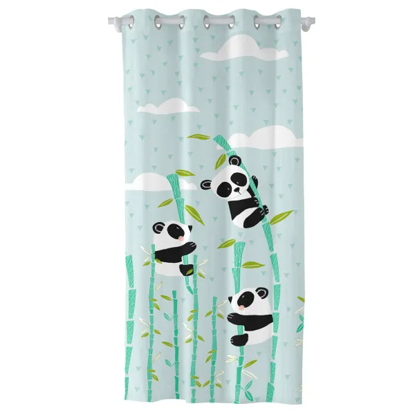 Užuolaidos HappyFriday Moshi Moshi Panda Garden Mėlyna 140 x 265 cm