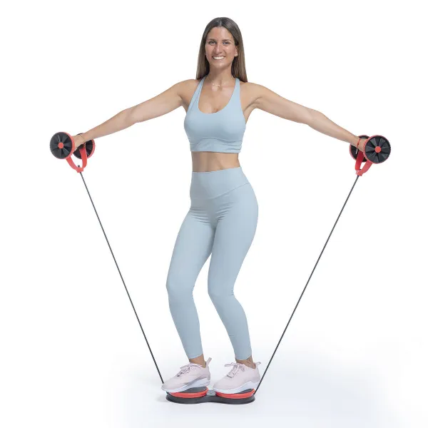 Abdominal Roller with Rotating Discs, Elastic Bands and Exercise Guide Twabanarm InnovaGoods