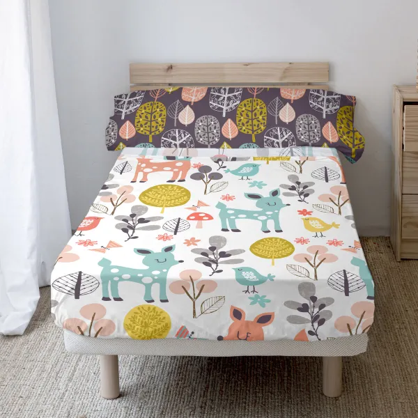 Antklodės užvalkalas be užpildo HappyFriday Moshi Moshi Woodland Spalvotas Lova 105 2 Dalys