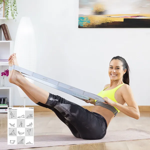 Elastic Fitness Band for Stretching with Exercise Guide Stort InnovaGoods