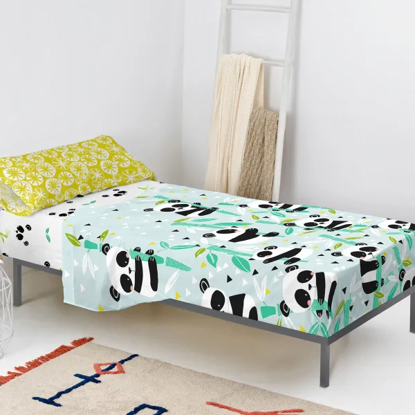 Antklodės užvalkalas be užpildo HappyFriday Moshi Moshi Panda garden blue Mėlyna Lova 80/90 2 Dalys