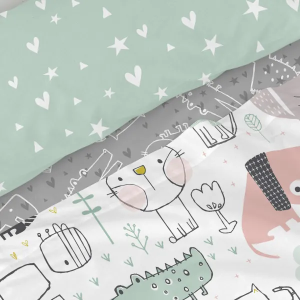 Antklodės užvalkalas be užpildo HappyFriday Moshi Moshi Best buddies  Spalvotas Lova 105 2 Dalys