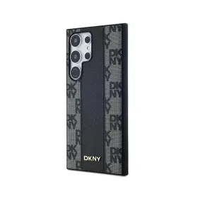 DKNY Leather Checkered Mono Pattern MagSafe - Case for Samsung Galaxy S24 Ultra (Black)