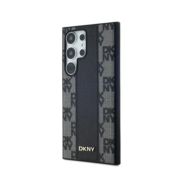 DKNY Leather Checkered Mono Pattern MagSafe - Case for Samsung Galaxy S24 Ultra (Black)