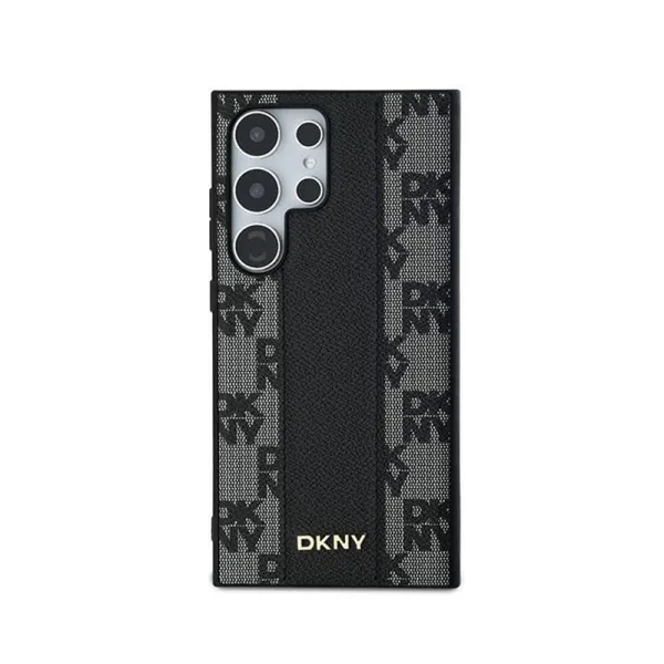 DKNY Leather Checkered Mono Pattern MagSafe - Case for Samsung Galaxy S24 Ultra (Black)