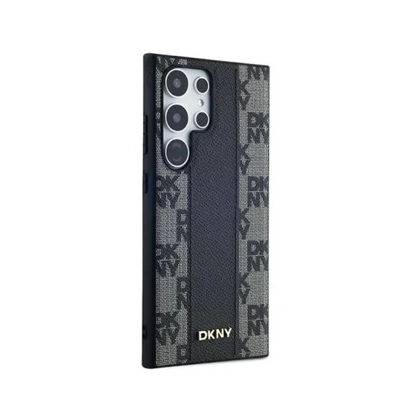 DKNY Leather Checkered Mono Pattern MagSafe - Case for Samsung Galaxy S24 Ultra (Black)