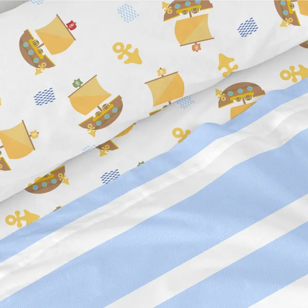 Antklodės užvalkalas be užpildo HappyFriday Happynois Pirate Ship Spalvotas Lova 105 2 Dalys