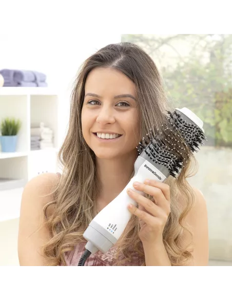 Ionic Dryer and Volumising Brush Volumio InnovaGoods White Grey 1000 W